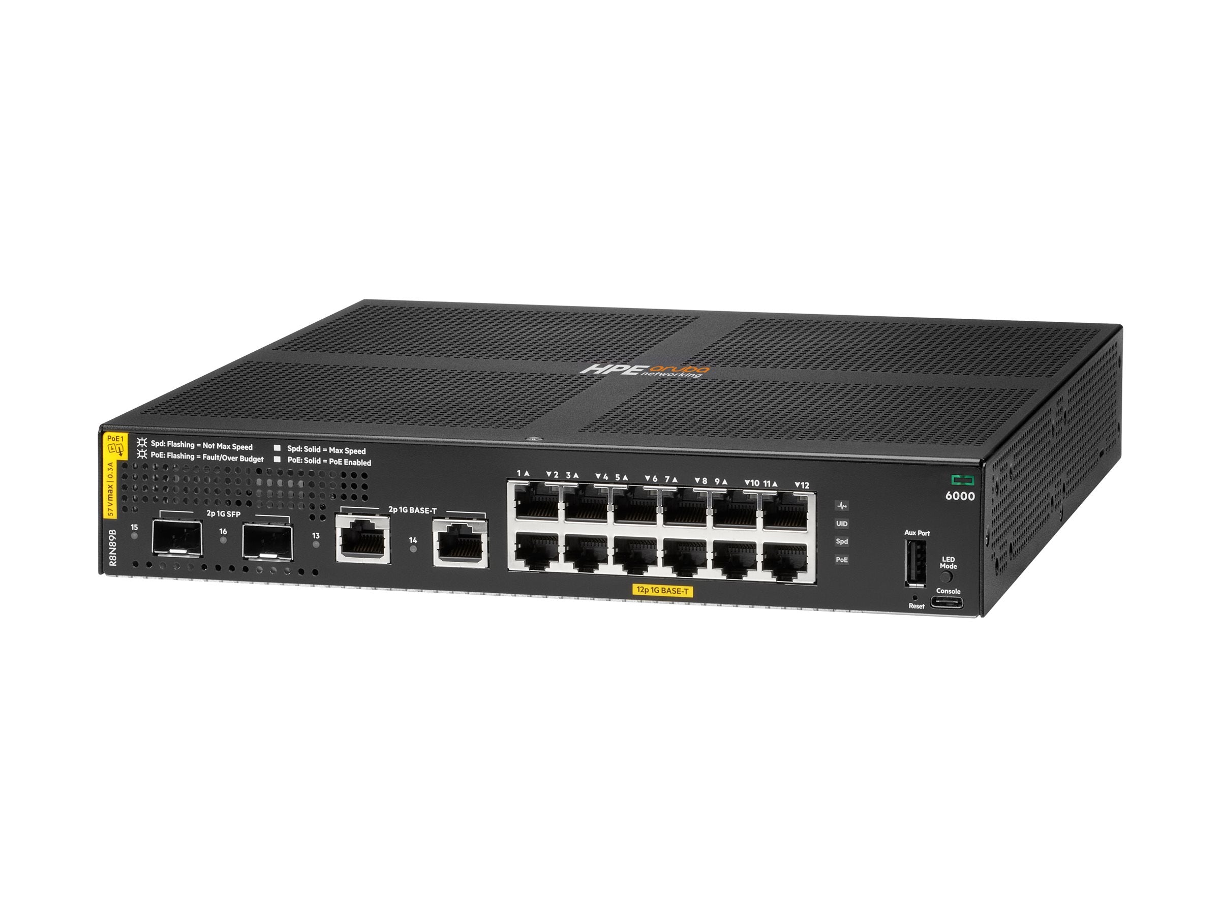 HPE Aruba Networking CX 6000 12p 10M/100M/1G Class4 PoE 2p SFP 1G 139W Switch EU en