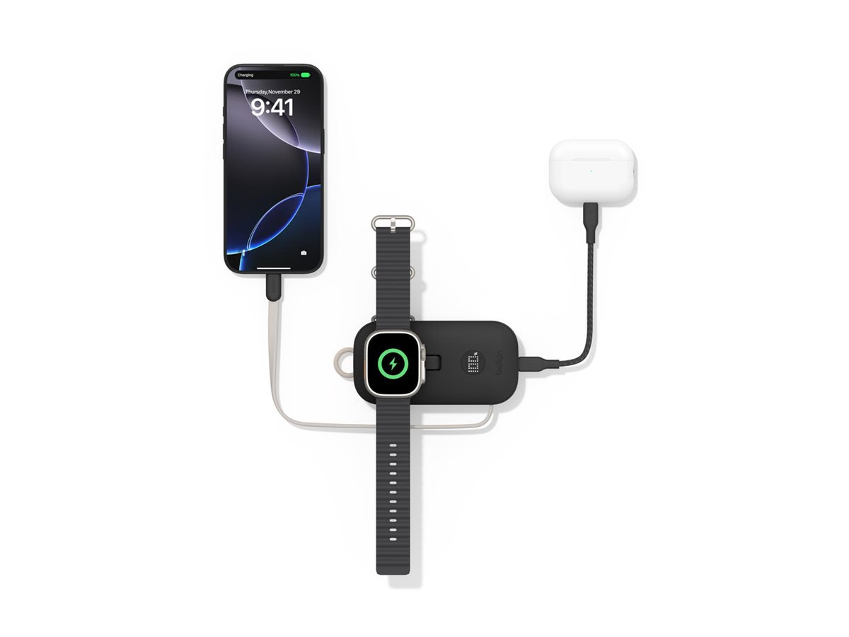 BELKIN Batterie externe 10K 45W avec câble USB-C et module de recharge pour Apple Watch noir