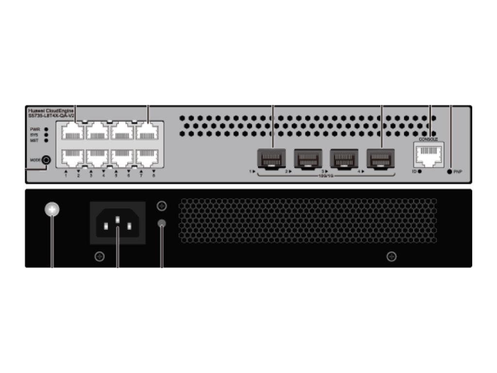 HUAWEI S5735-L8P4X-QA-V2 8x10/100/1000BASE-T ports 4x10GE SFP+ ports PoE+ AC power Fanless