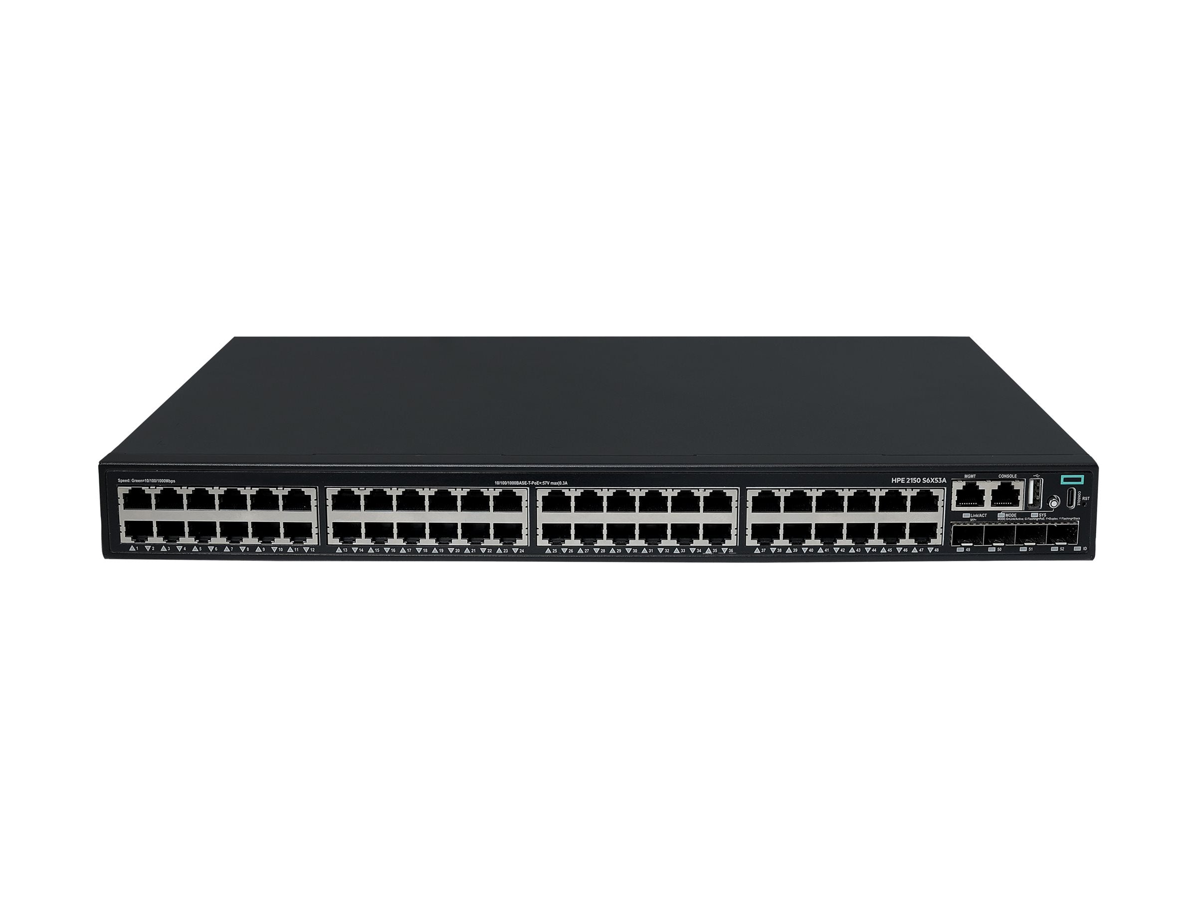 HPE Networking CW 2150 48p 10M/100M/1G PoE+ 4p SFP+ 1G/10G 390W Switch EU en