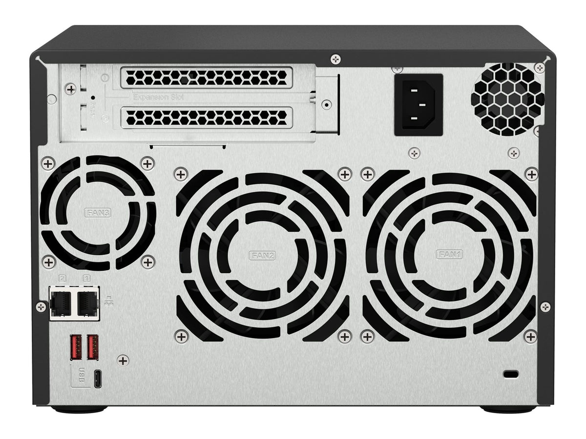 QNAP 6-bay NAS AMD Ryzen Embedded V1500B 2.2GHz 8Go 6xSATA 6Gb/s bays 2xM.2 NVMe PCIe Gen3 SSD slots 2x2.5GbE LAN optional 10GbE