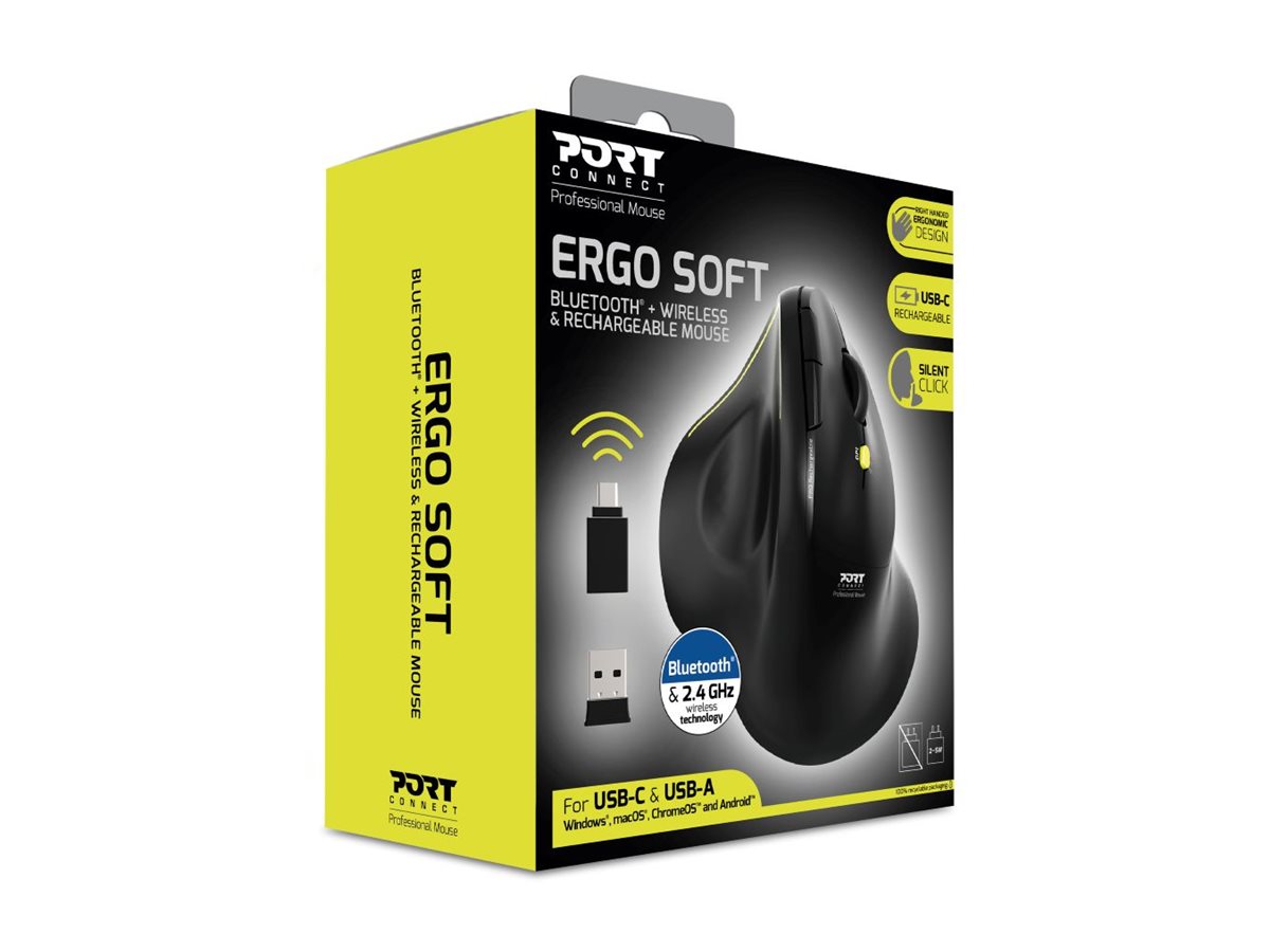 TNB Bluetooth + 2.4GHz wireless and Rechargeable Ergo Soft Mouse