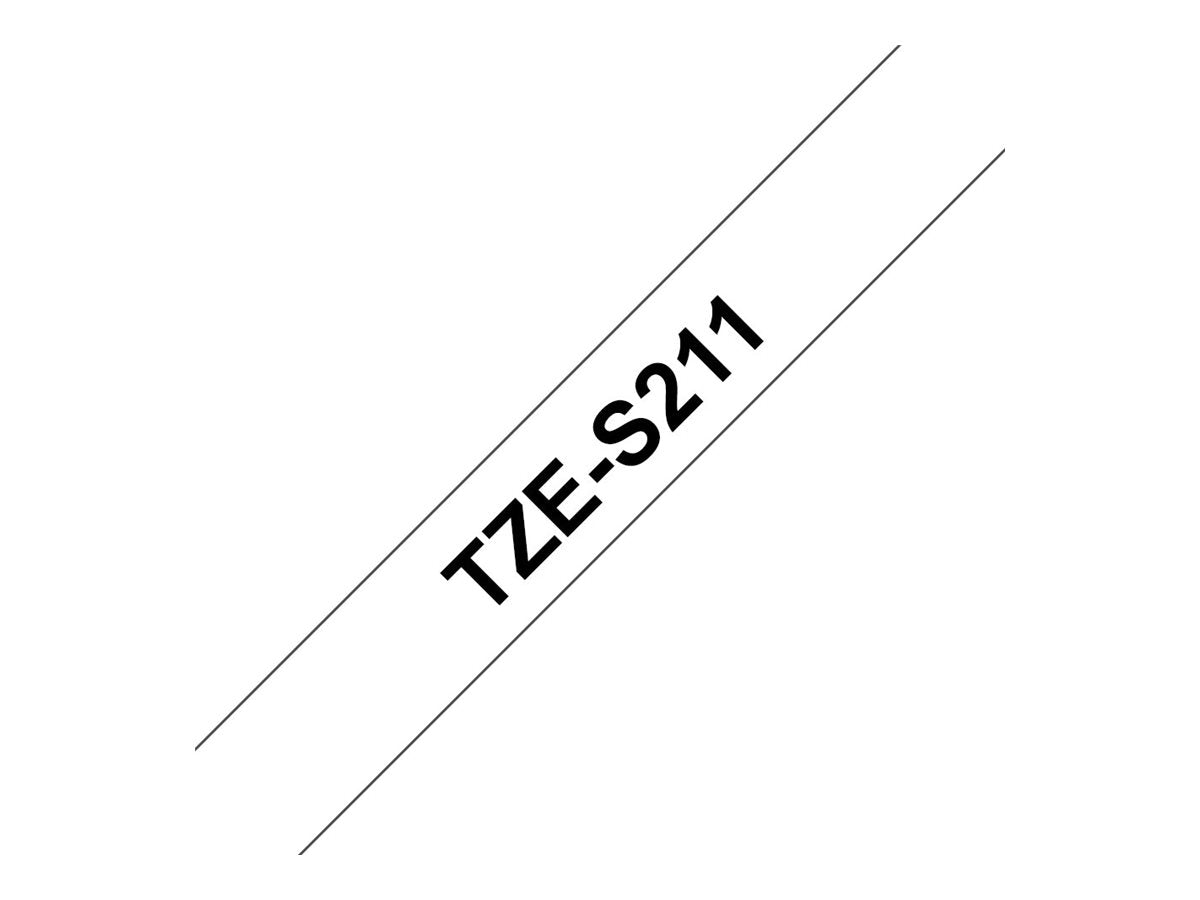 BROTHER P-TOUCH TZE-S211 noir sur blanc 6mm extra gluey