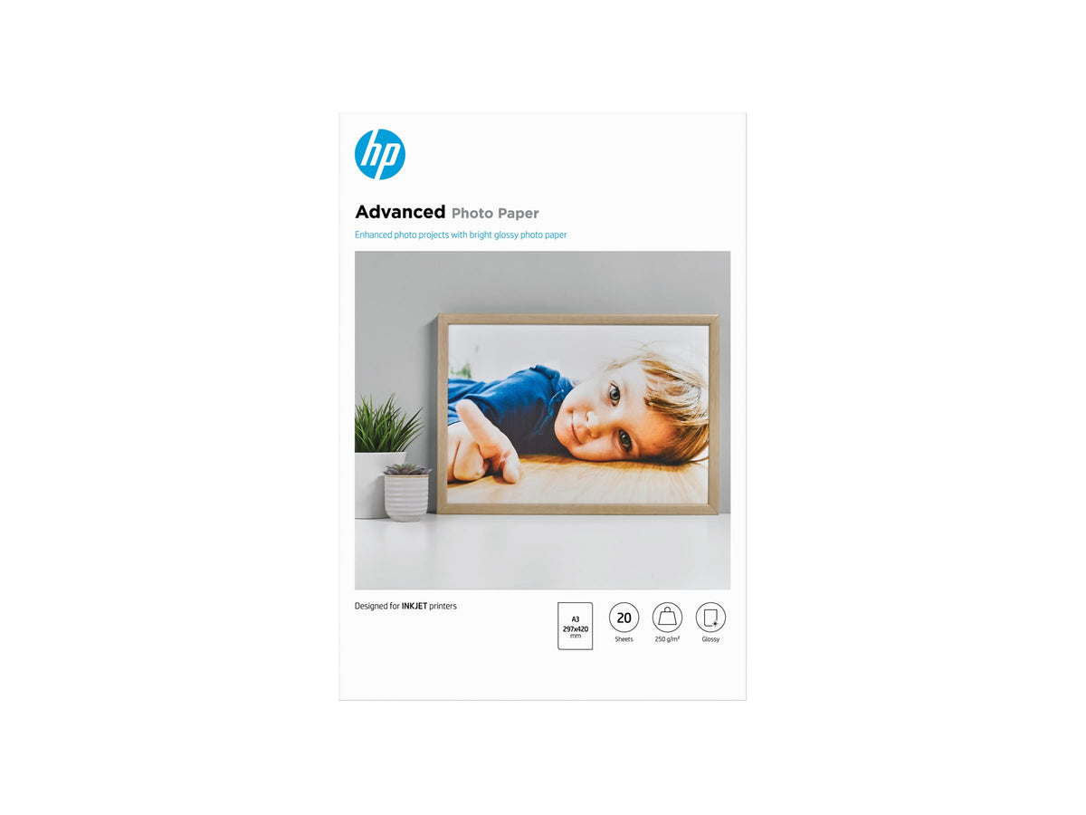 HP original Advanced glossy photo paper white Ink cartridge Q8697A 250g/m2 A3 20 sheets 1-pack
