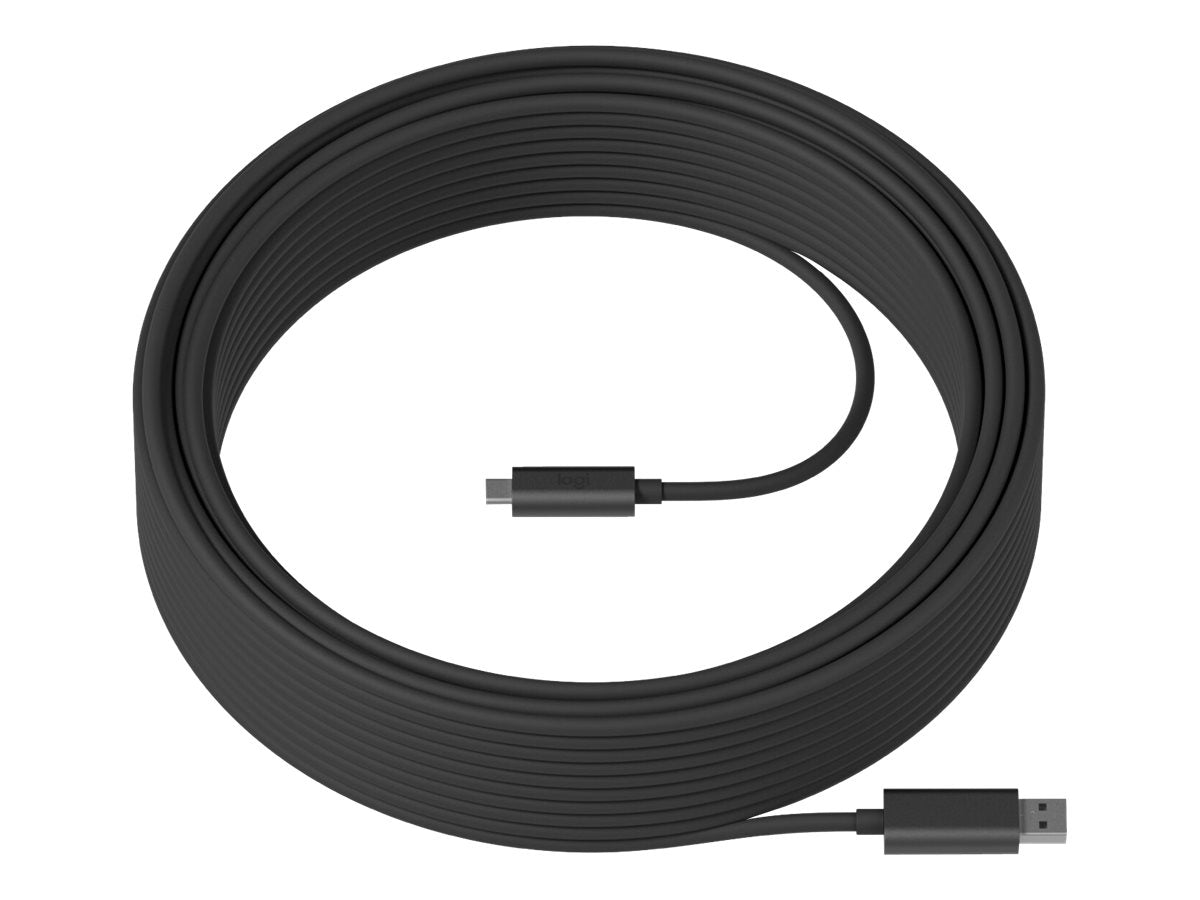 LOGITECH Strong USB cable USB Type A M to 24 pin USB-C M USB 3.2 45 m plenum Active Optical Cable AOC for Room Solution Huddle