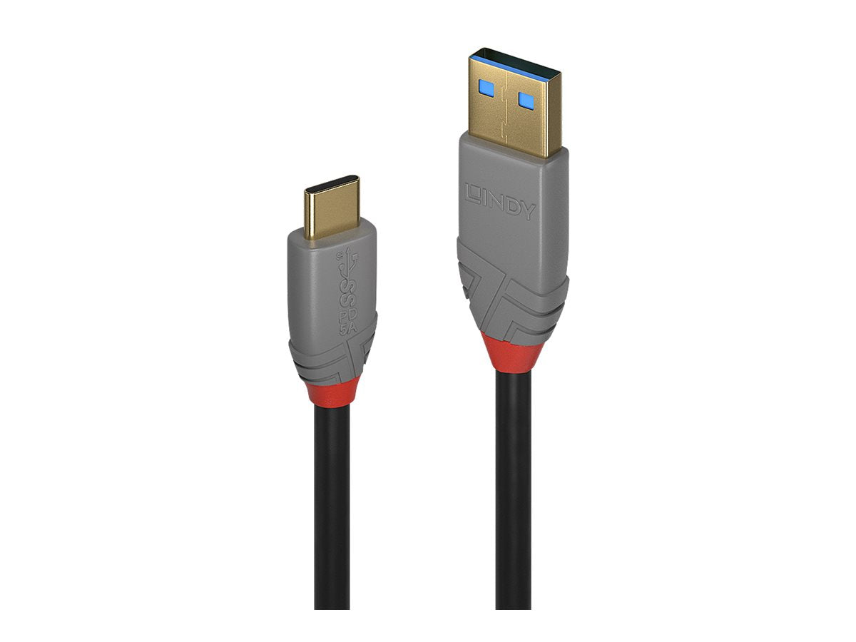 LINDY 2m USB 3.2 Type A to C Cable 5A PD Anthra Line