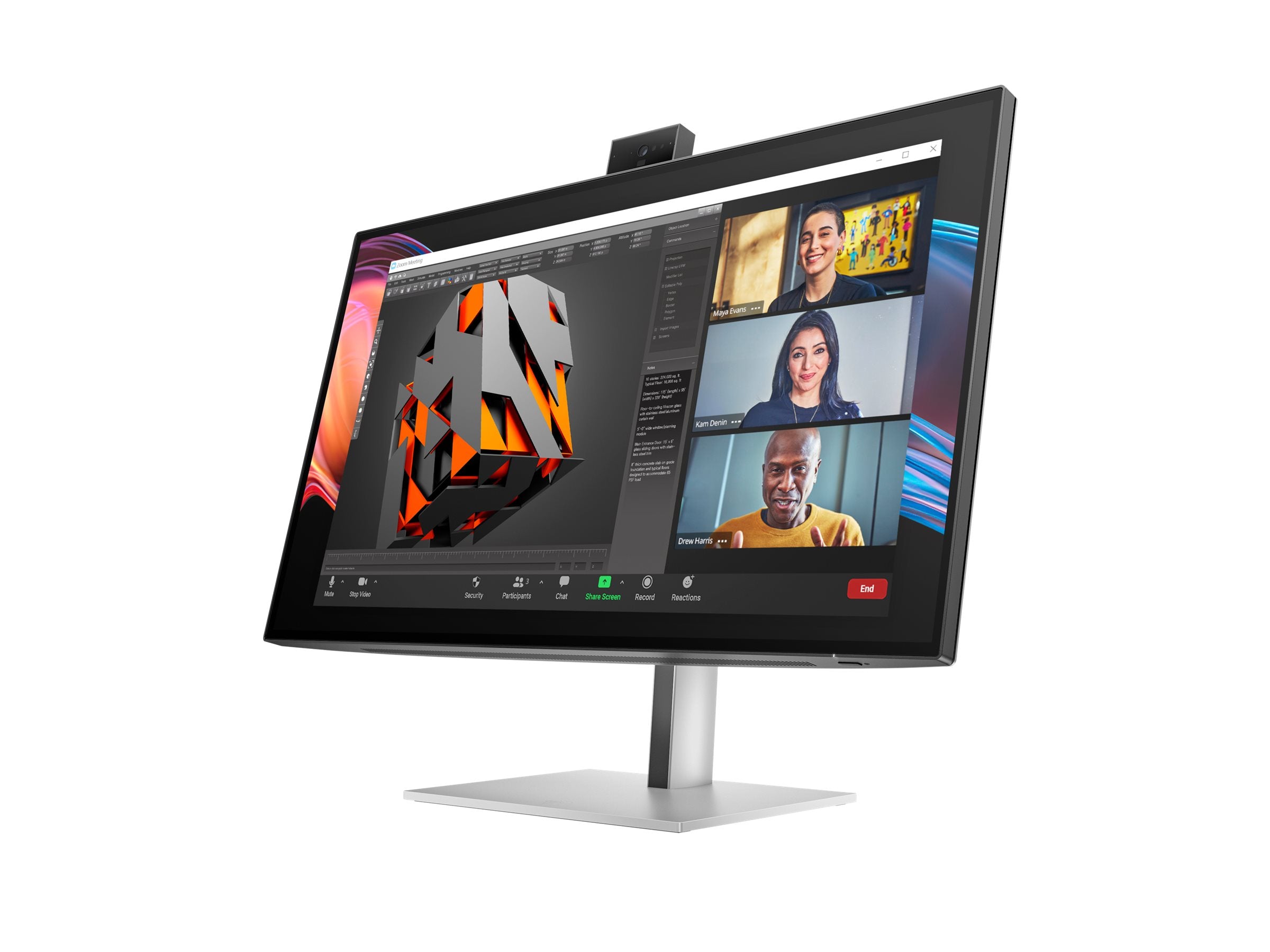 HP Écran pour conférence 4K Series 7 Pro 727pm avec webcam IA 5 Mpx HDR 27p 4K UHD 3840x2160 HDMI DisplayPort Thunder 3/3/0