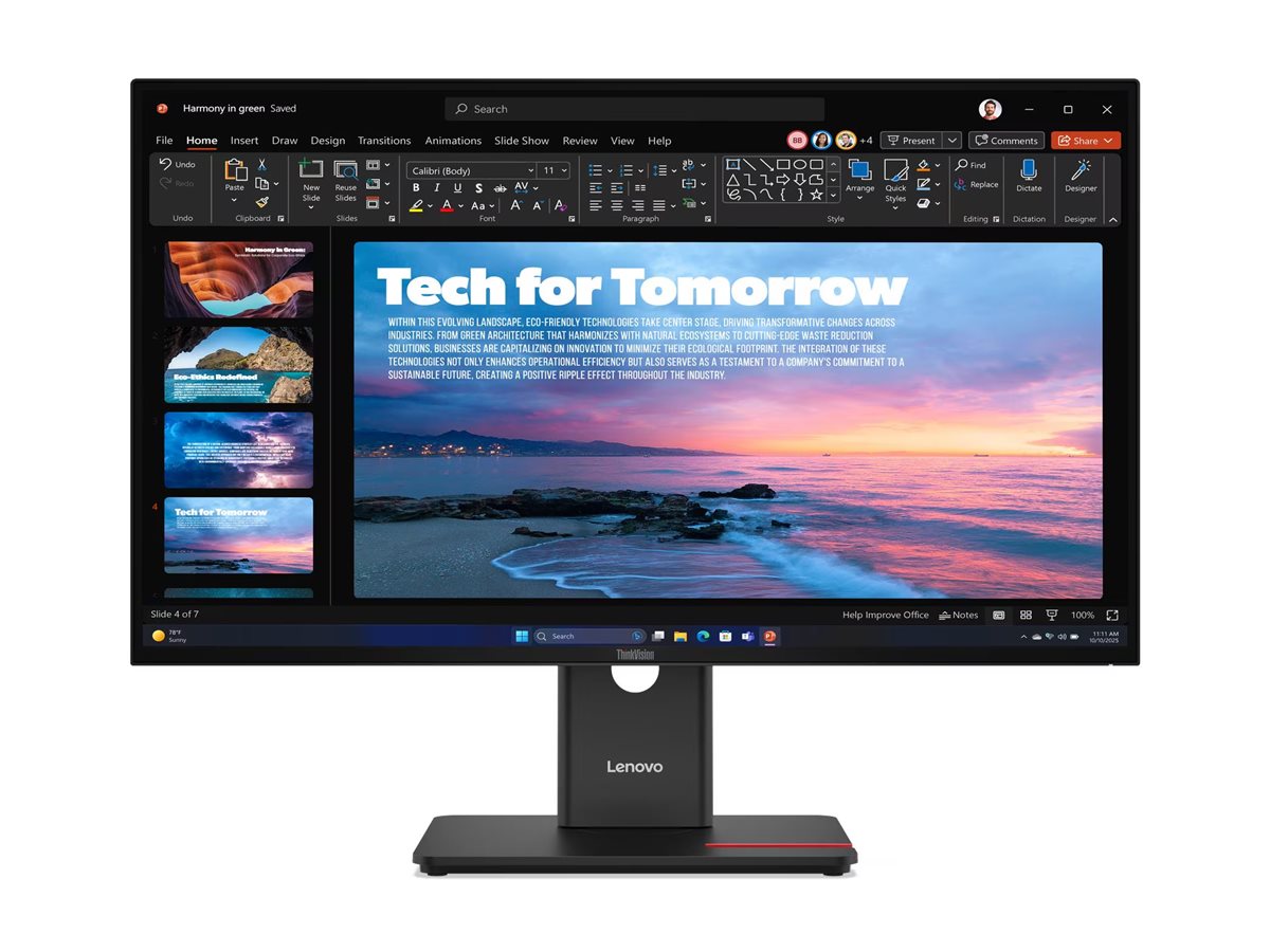 LENOVO ThinkVision T27qd-40 LED Écran 27p 2560x1440 QHD 120Hz IPS 350cd/m2 HDR10 4ms HDMI DisplayPort DaisyChain USB-C Dock 96W