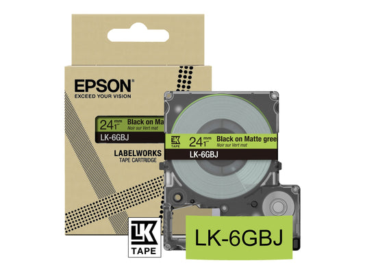 EPSON Matte Tape Green/Black 24mm 8m LK-6GBJ