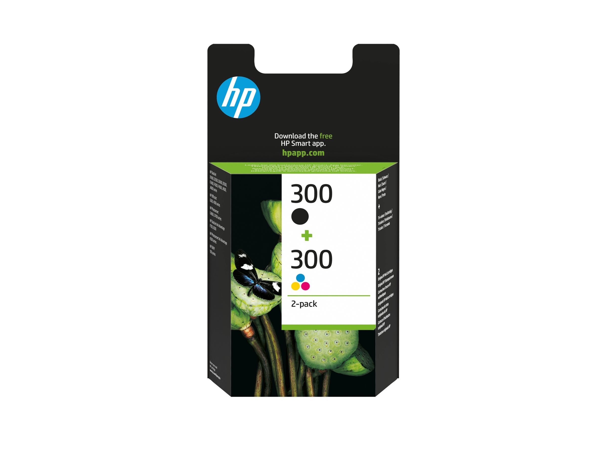 HP 300 original Ink cartridge CN637EE black and tri-colour standard capacity 2 x 4ml black: 200 pages colour: 165 pages 2-pack
