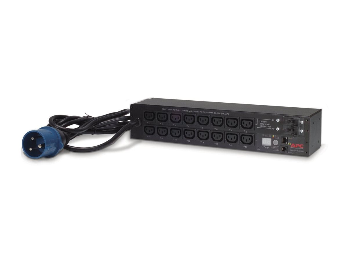 APC Switched Rack PDU AP7922B Rack AC 230V Ethernet 10/100 input IEC 60309 32A oc 16 power IEC 60320 C13 2U 3.66m cord