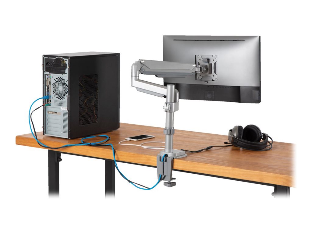 EATON TRIPPLITE Single-Display Flex-Arm Desktop Clamp for 13inch to 34p Displays - USB and Audio Ports Aluminum