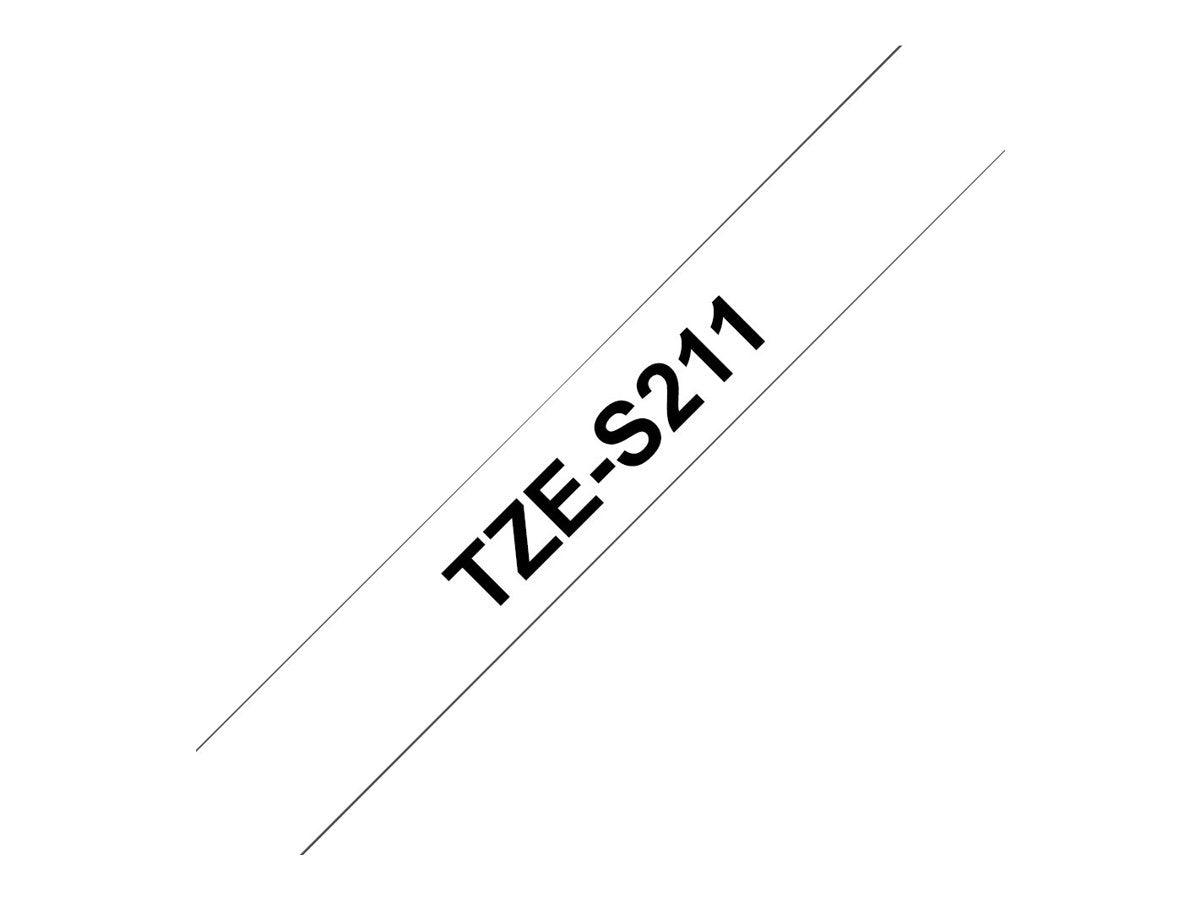BROTHER P-TOUCH TZE-S211 noir sur blanc 6mm extra gluey