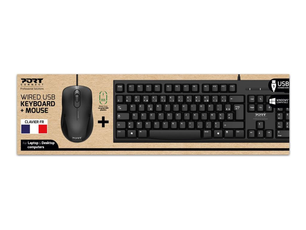 PORT DESIGNS pack keyboard + mouse BUDGET - WIRED - FR