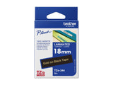 BROTHER P-TOUCH TZE-344 gold sur noir  18mm