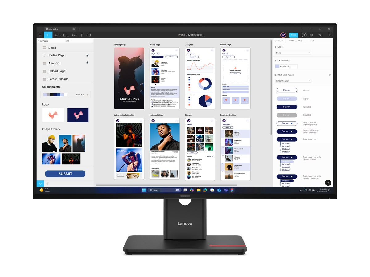 LENOVO ThinkVision T32UD-40 LED Écran 32p 31.5p 3840x2160 4K 75Hz IPS 350cd/m2 1500:1 4ms HDMI DisplayPort USB-C Dock 96W 3y
