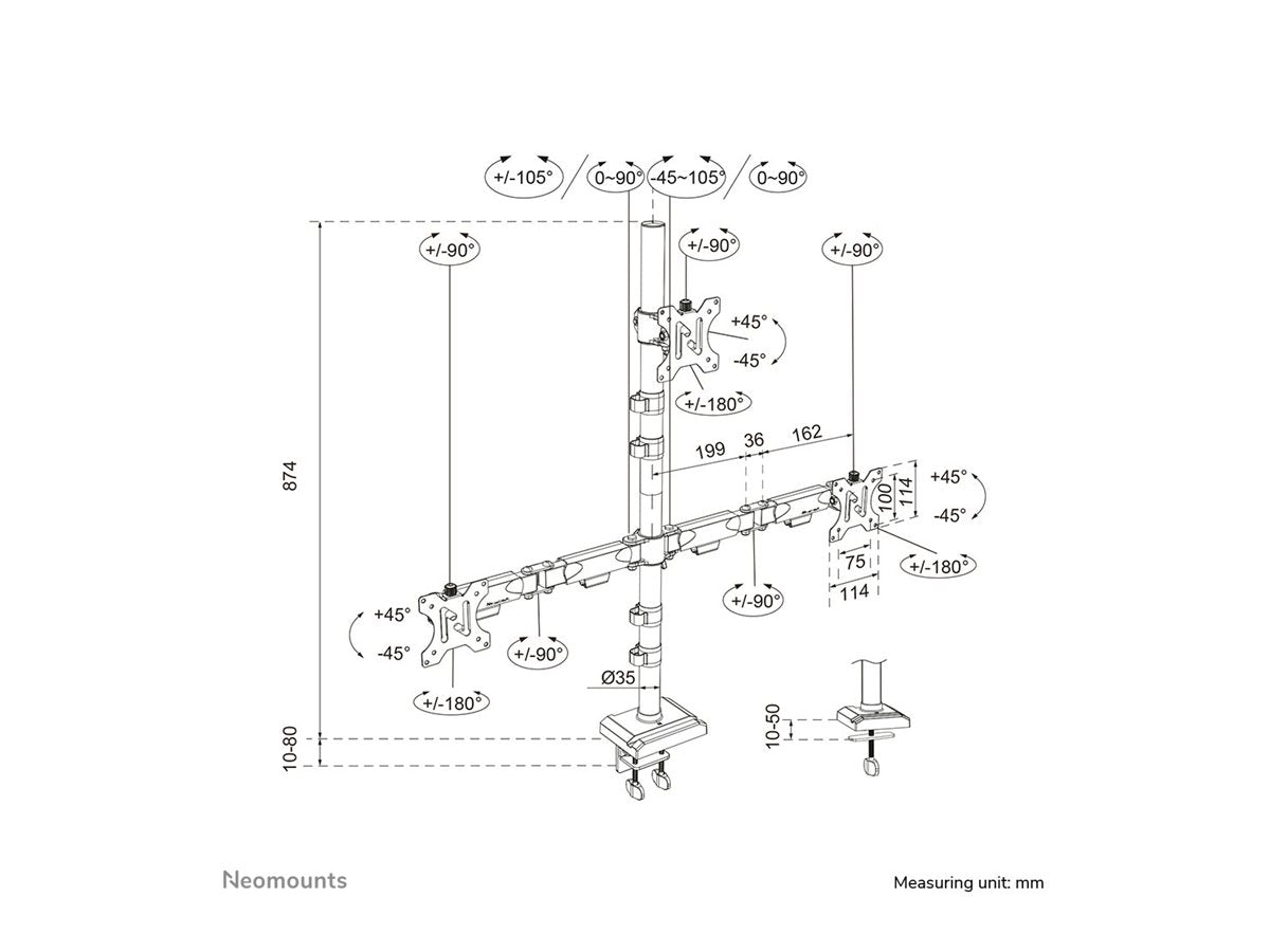 Neomounts DS60-600BL2-1 Triple monitor a