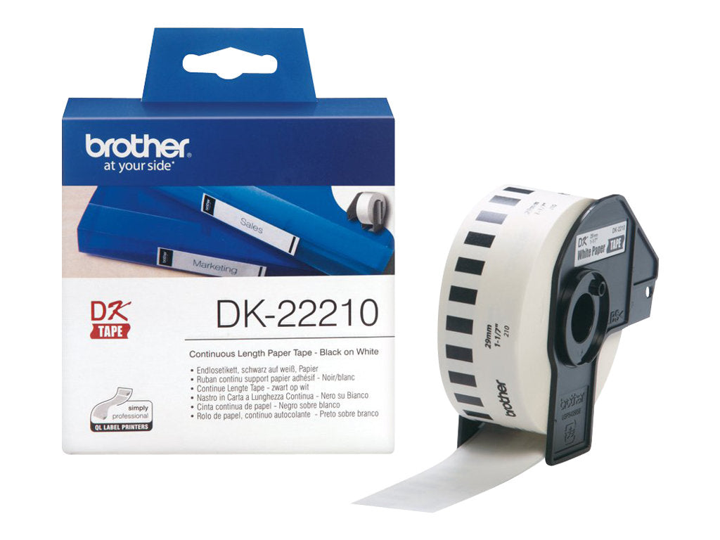 BROTHER Ruban continu Papier, Noir/Blanc, Largeur 29 mm