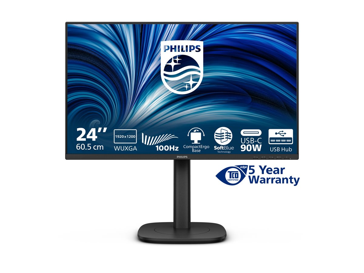 PHILIPS 24p 1920x1200 100Hz IPS Flat H/A 150 MM USB C DOCKING DISPLAY Daisy chain DICOM TUV EyeSafe certified USB HUB SPEAKERS
