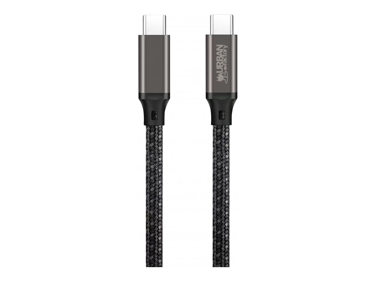 URBAN FACTORY E-Mark USB-C to USB-C cable 2m Over-molded head with a space gray aluminum finish E-Mark standard