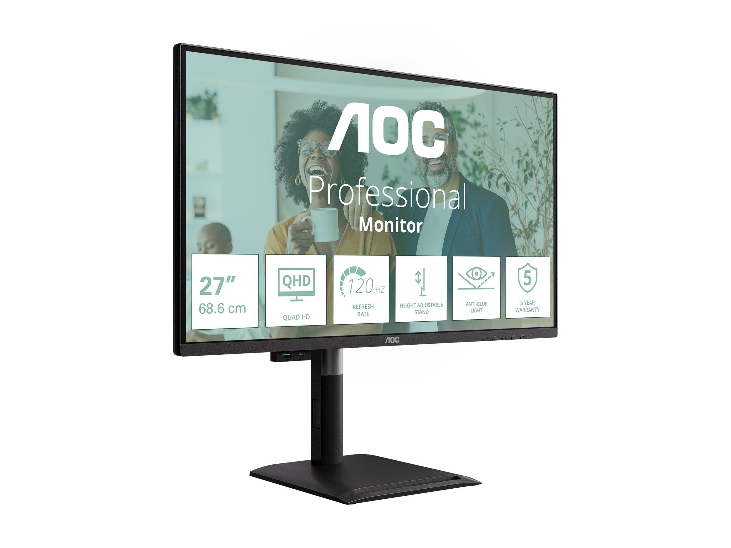 AOC Q27P4CV 27p IPS QHD 120Hz 4ms HDMI 2.0 DP USB C DP Alt Mode PD 96W HAS