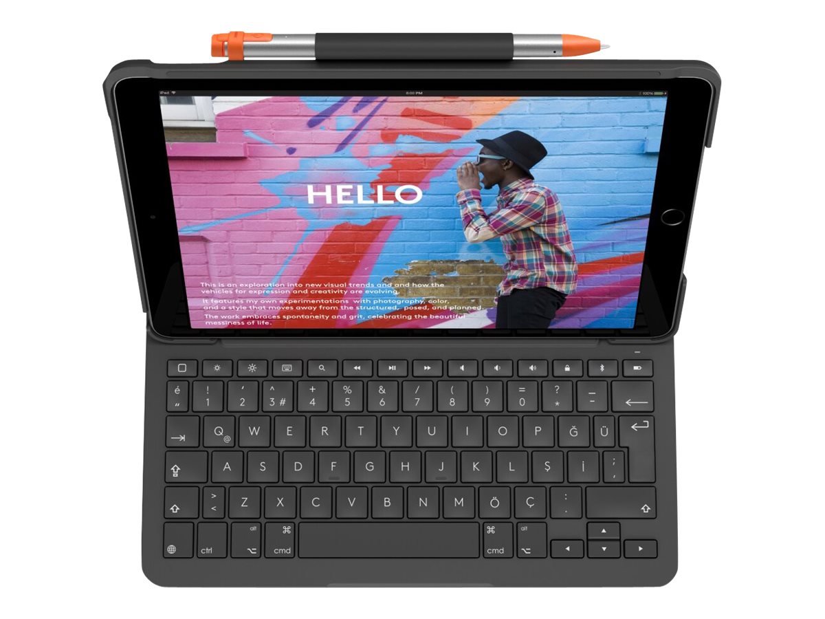 LOGITECH Slim Folio for iPad 7th & 8th generation - Graphite - Fra