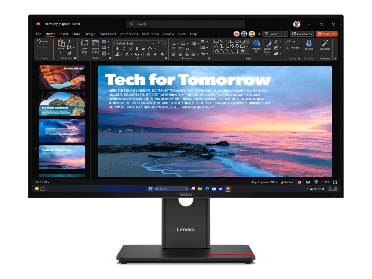 LENOVO ThinkVision T27qd-40 LED Écran 27p 2560x1440 QHD 120Hz IPS 350cd/m2 HDR10 4ms HDMI DisplayPort DaisyChain USB-C Dock 96W