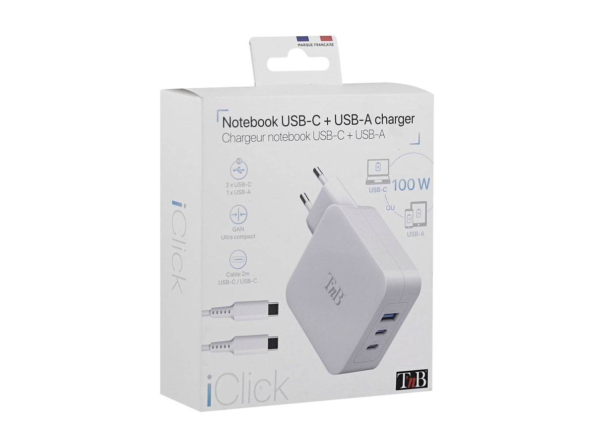 TNB iClick - GAN 100W USB-C and USB-A Charger white