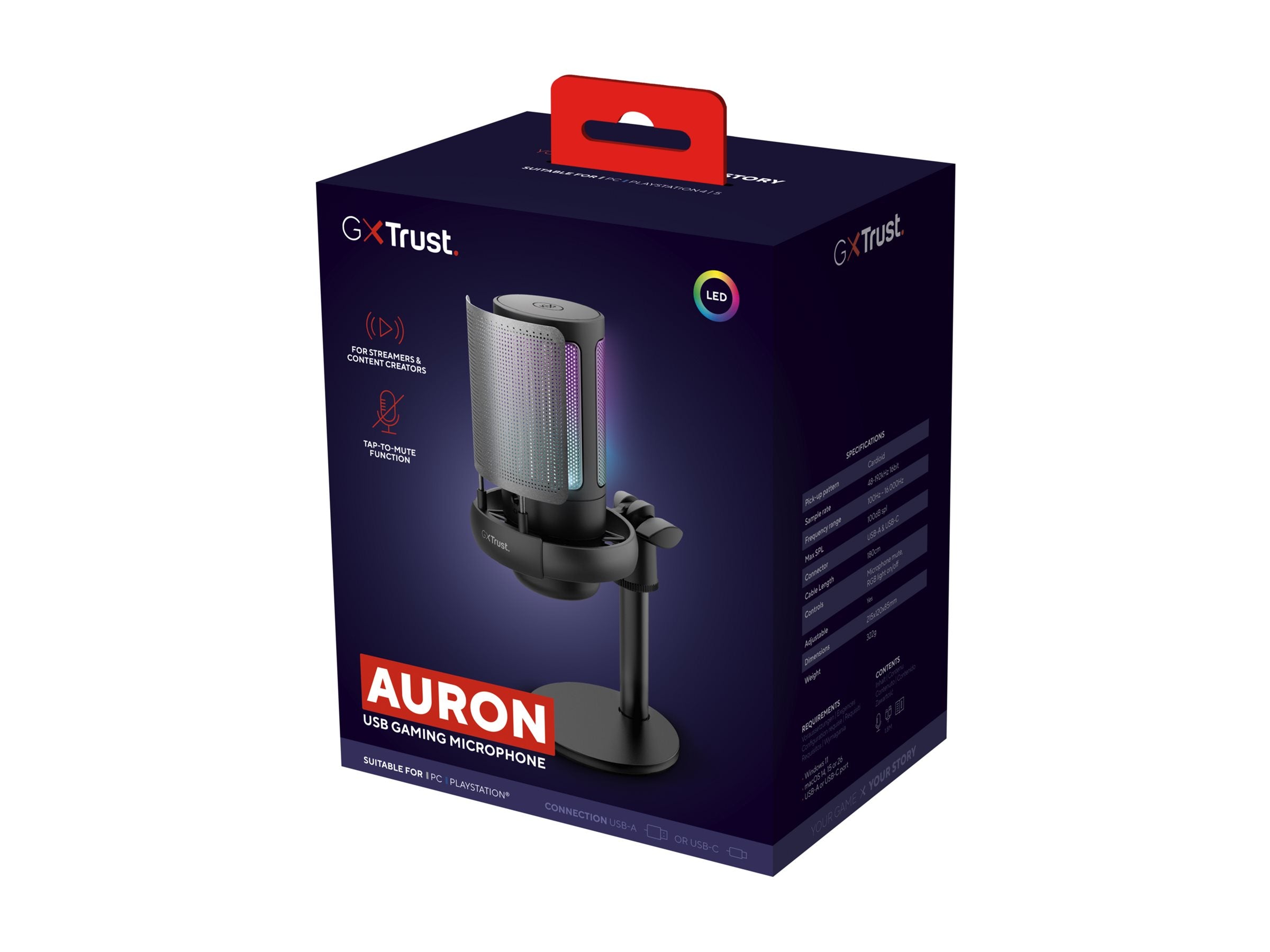 TRUST Microphone AURON USB éclairé noir