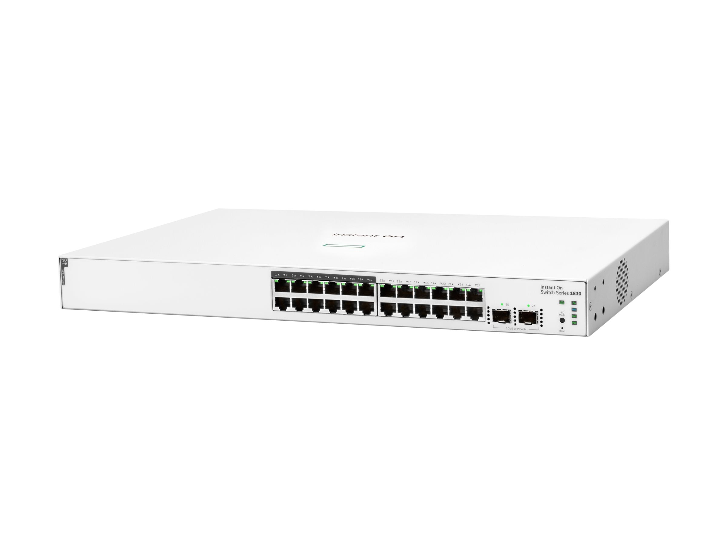 HPE Networking Instant On 1830 24G 12p Class4 PoE 2SFP 195W Switch Commutateur intelligent 12 x 10/100/1000 + 12 x10/100/1000 PoE+