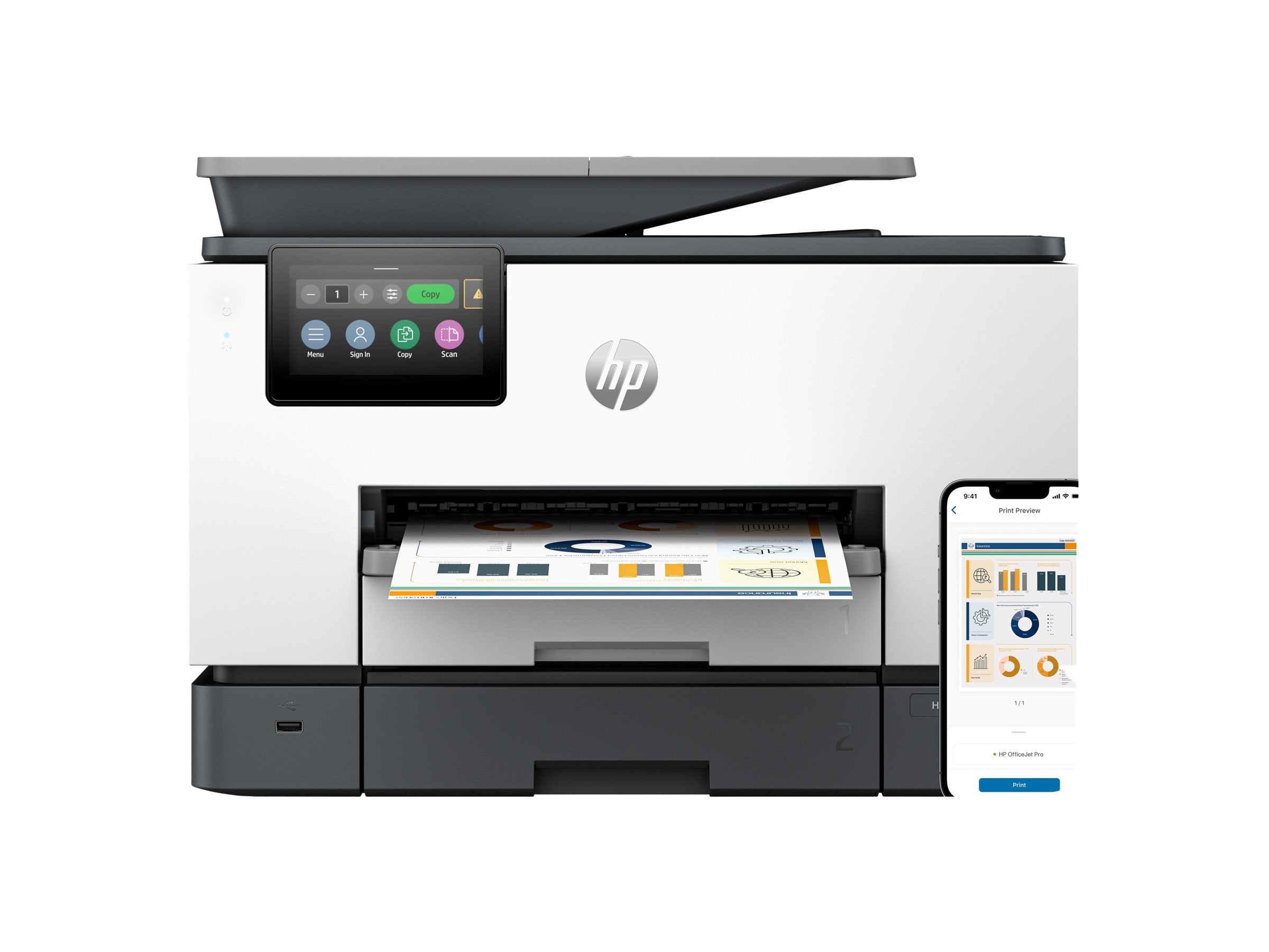 HP Officejet Pro 9130b All-in-One MFP colour ink-jet A4 23ppmcopy 25ppmprint 250 sheets USB2.0 LAN Wi-Fi imprimante multifonction