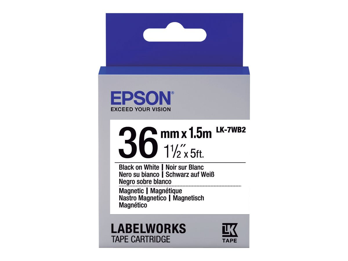 EPSON Ruban LK-7WB2 Magnétique Noir/Blanc 36/1,5