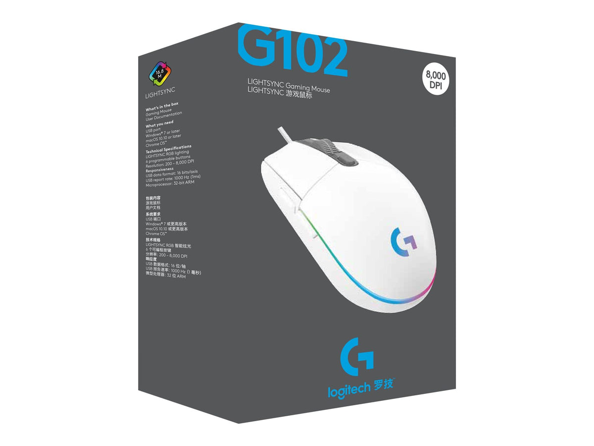 LOGITECH G102 LIGHTSYNC - WHITE - EER