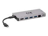 EATON TRIPPLITE USB-C Dock - 4K HDMI USB 3.2 Gen 1 USB-A Hub GbE Memory Card 100W PD Charging Detachable Cord