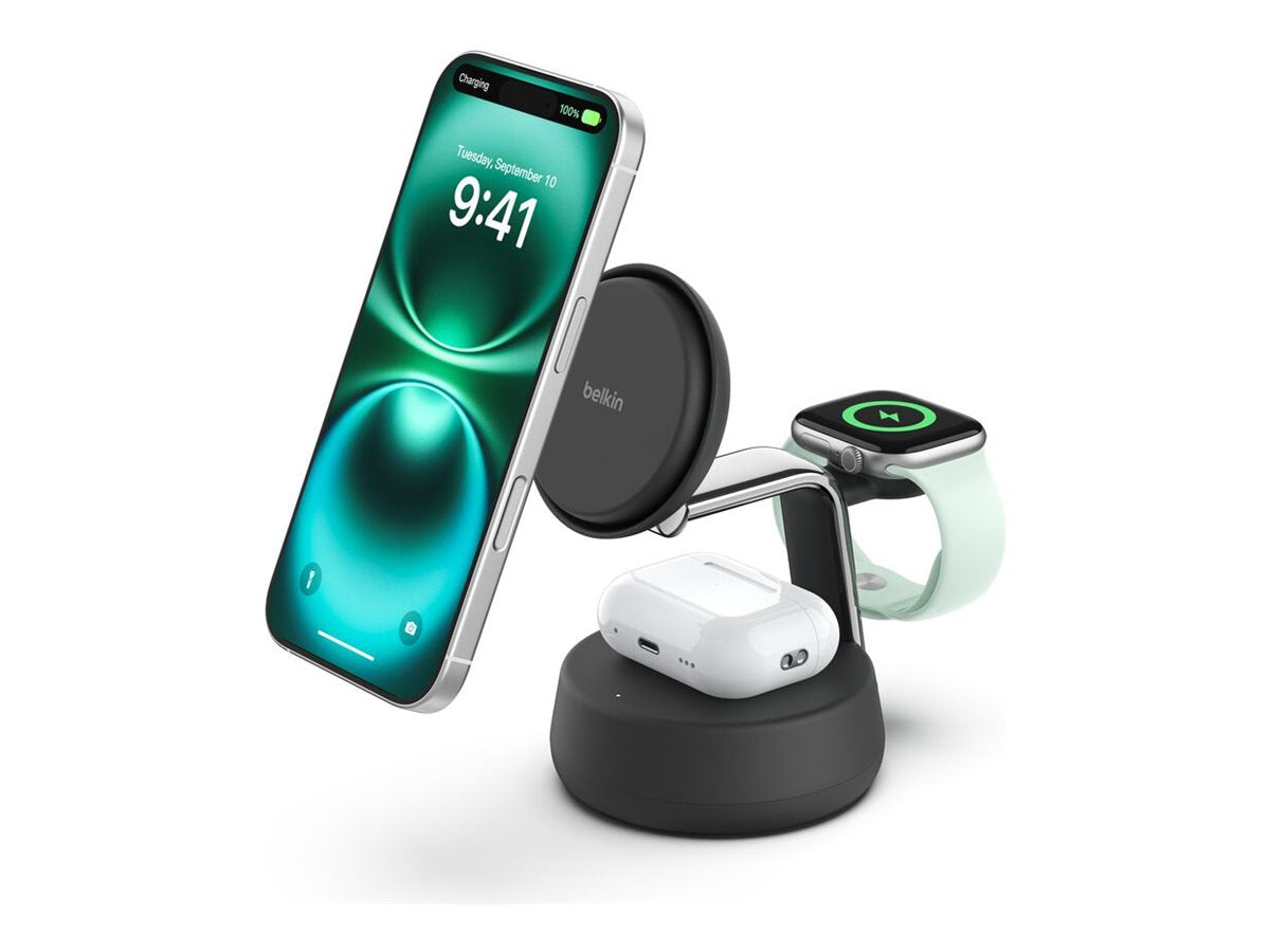 BELKIN UltraCharge Pro 25w Qi2 3in1 Magnetic Charger Charcoal