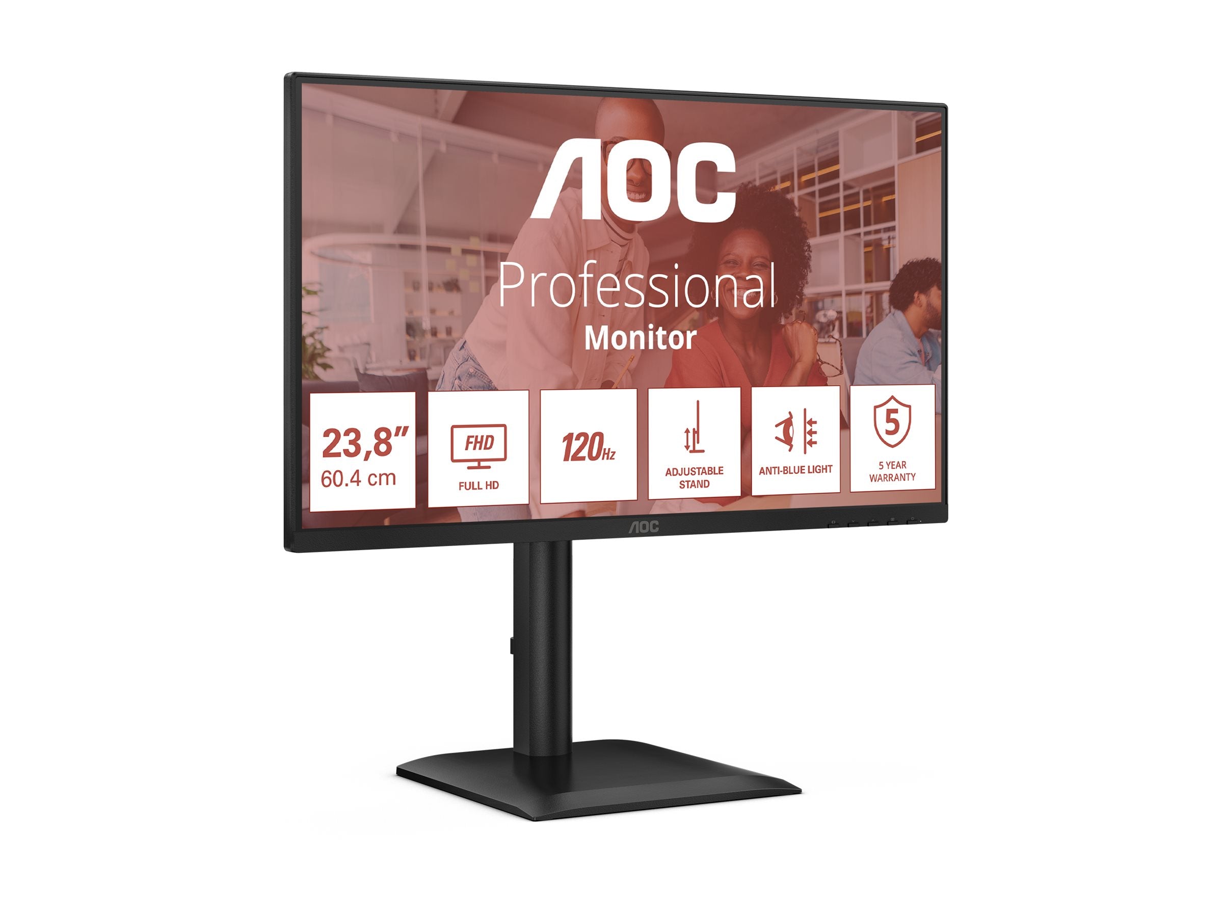 AOC 24E4CV - Écran LED - 24"-1920 x 1080 Full HD @ 120 Hz - IPS - 300 cd/m² - 1500:1 - 4 ms - HDMI, DP, USB-C - HP - GAR 5 ans
