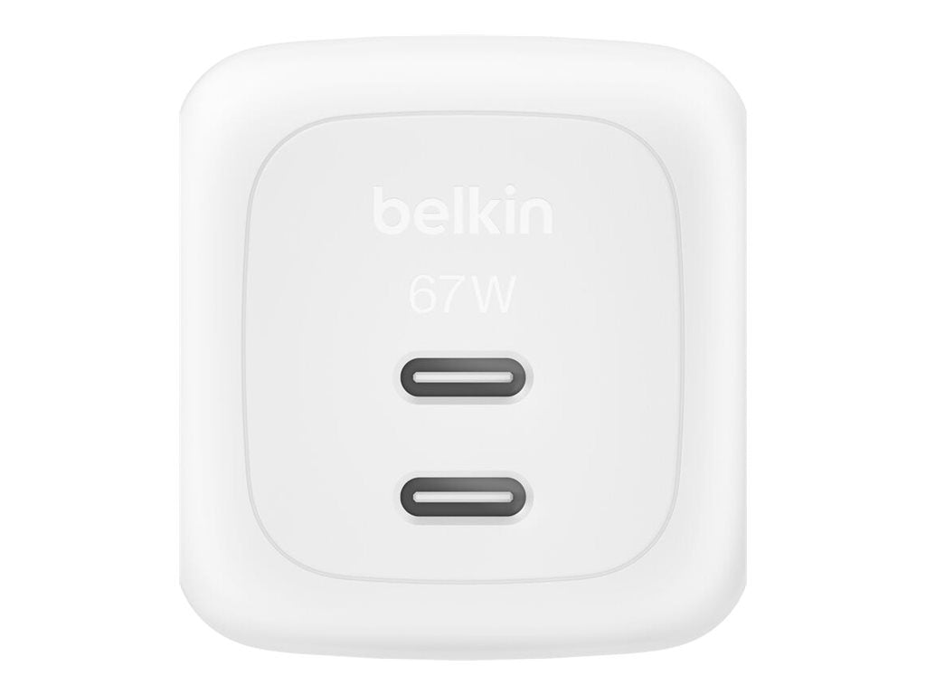 BELKIN BoostCharge 67W Dual USB-C PD Wall Charger with PPS WHT
