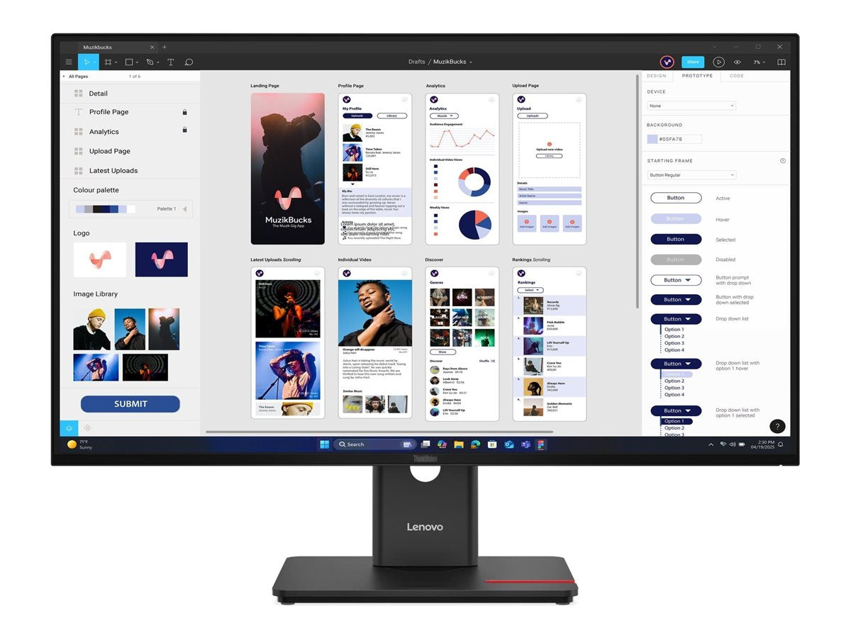 LENOVO ThinkVision T32UD-40 LED Écran 32p 31.5p 3840x2160 4K 75Hz IPS 350cd/m2 1500:1 4ms HDMI DisplayPort USB-C Dock 96W 3y