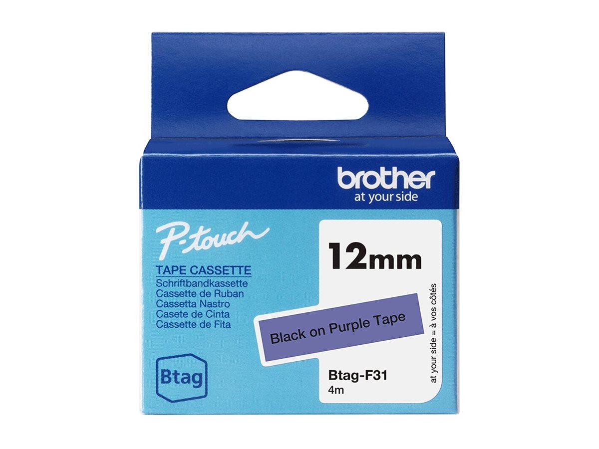 BROTHER 12MM Black on Purple BTAGF31 Ribbon