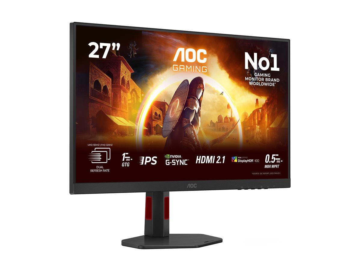AOC U27G4R 27p Fast IPS Dual Frame Monitor UHD/FHD 160-320Hz 400cd/m2 0.5ms HDMI2.1x2 DP1.4 USB 3.1 Pivot