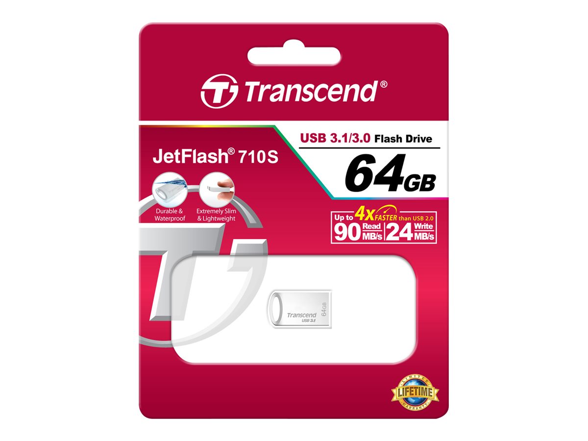 TRANSCEND 64Go Clé USB USB 3.1- Boîtier métallique