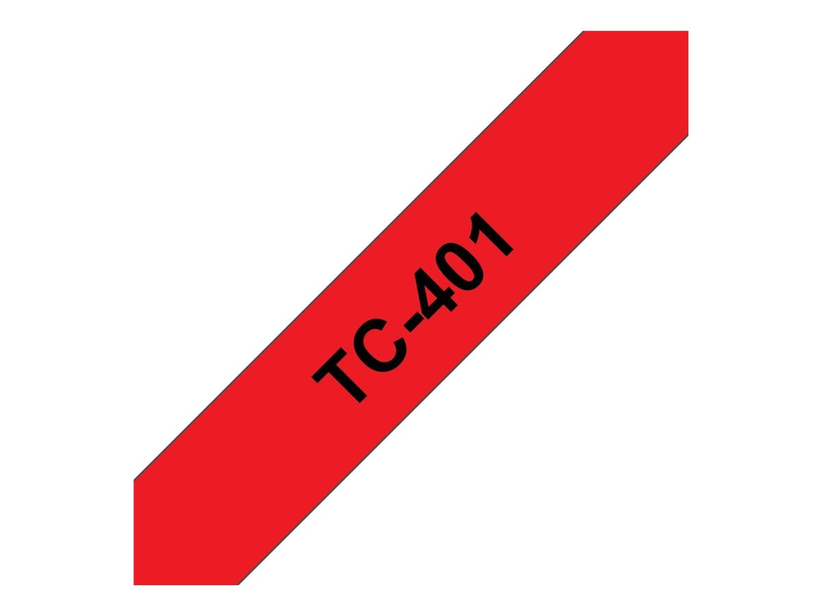 BROTHER P-TOUCH TC-401 noir sur rouge 12mm