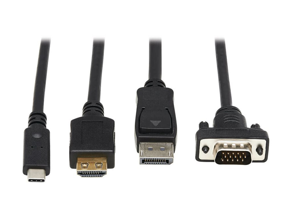 EATON TRIPPLITE 4-Port Presentation Adapter 4K 60Hz 4:4:4 HDMI DP USB-C and 1080p VGA to HDMI Built-In Cables