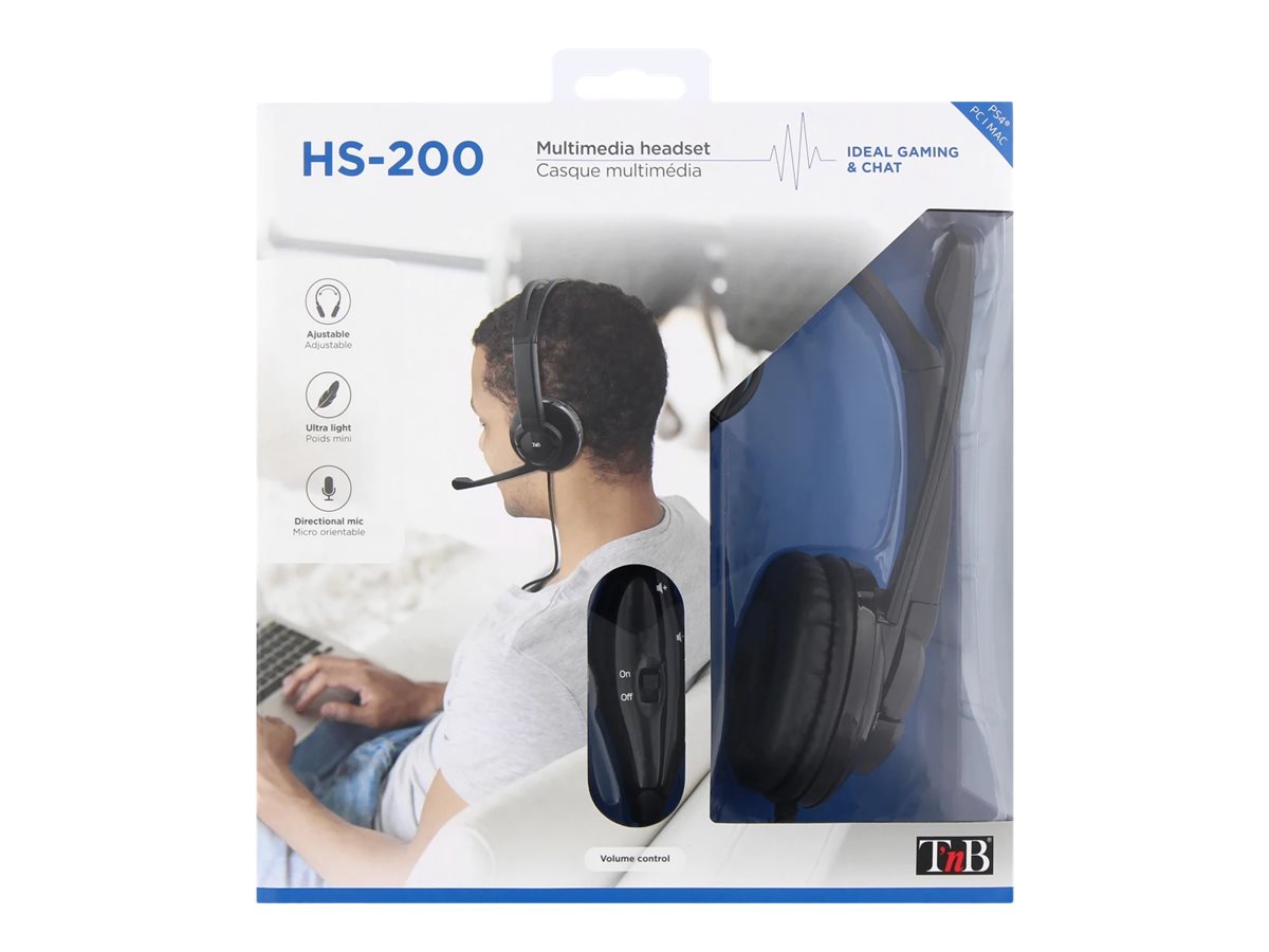 TNB HS-200 - Multimedia headset with micro - Black