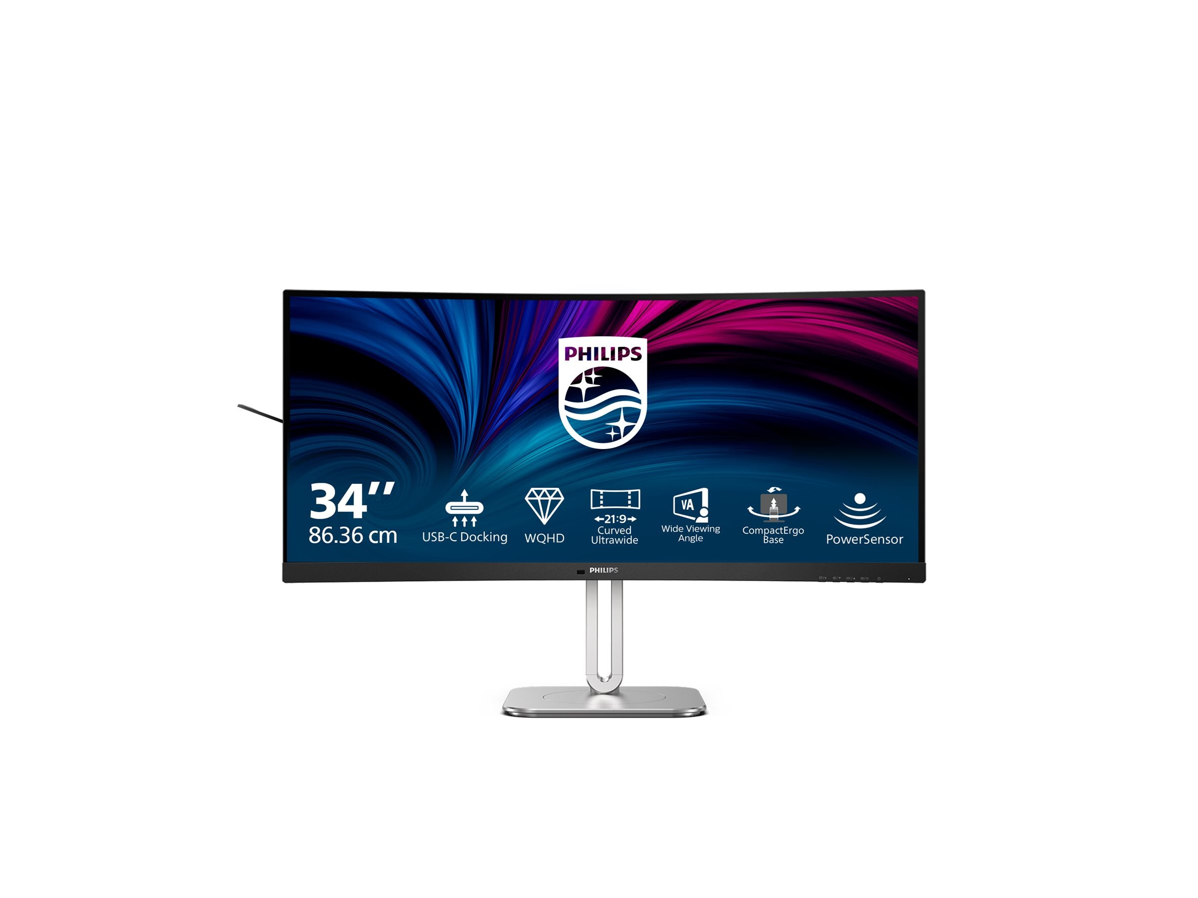 PHILIPS 34B2U5600C/00 34p 3440x1440 120Hz VA CURVED H/A tbu MM ULTRAWIDE USB-C DOCKING DISPLAY RJ45 PD > 100 W USB HUB SPEAKERS