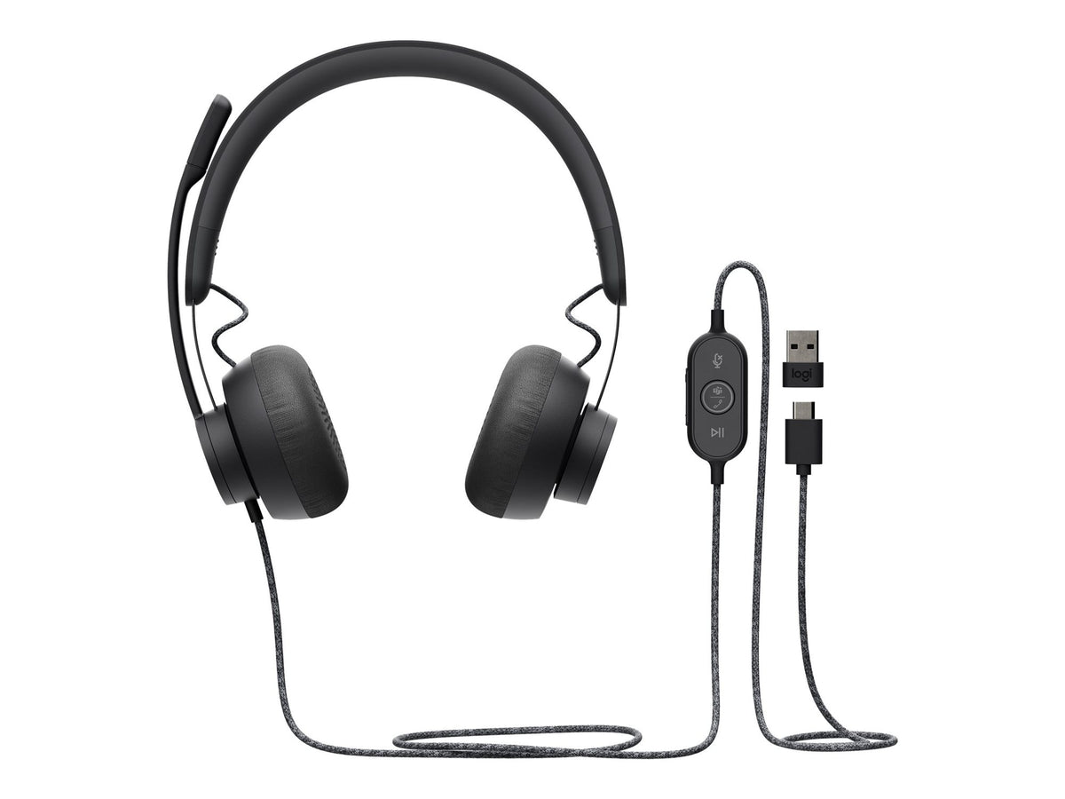 LOGITECH Zone Wired MSFT Teams Headset on-ear wired USB-C graphite Certified for Microsoft Teams