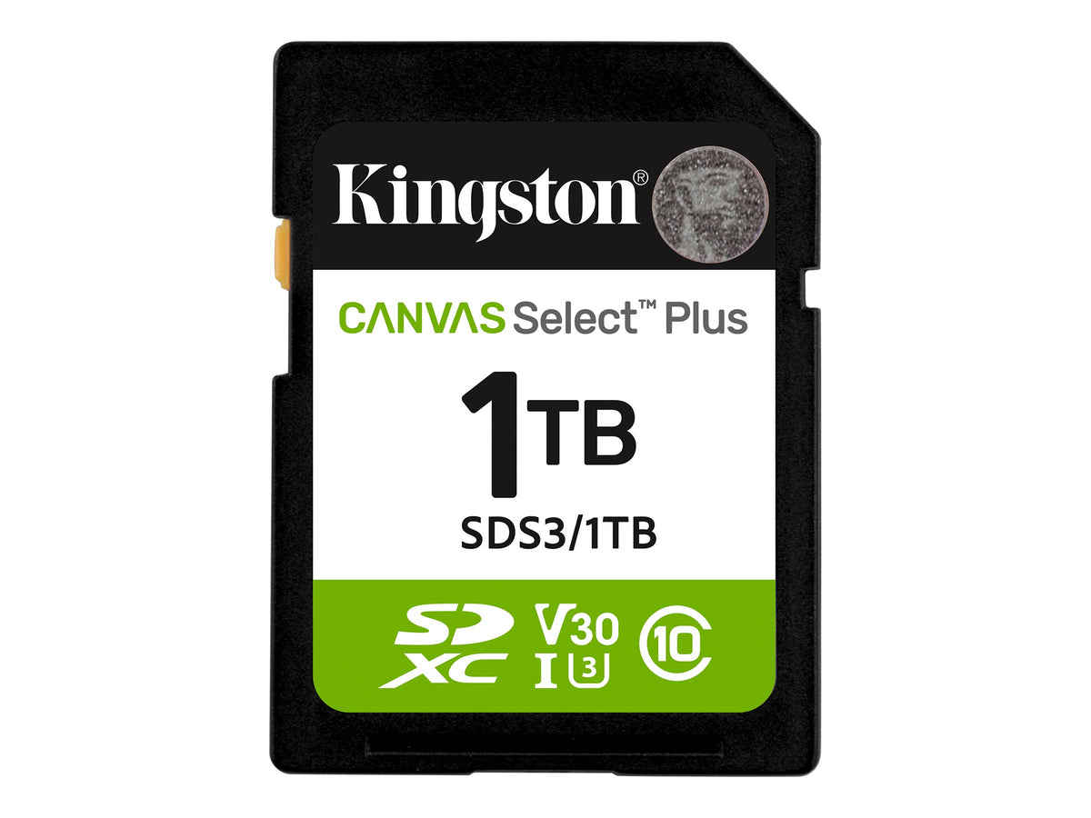 KINGSTON Canvas Select Plus Carte mémoire SDXC 1To Gen3 150MB/s C10 UHS-I U3 V30
