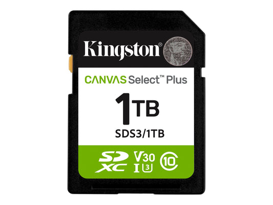 KINGSTON Canvas Select Plus Carte mémoire SDXC 1To Gen3 150MB/s C10 UHS-I U3 V30