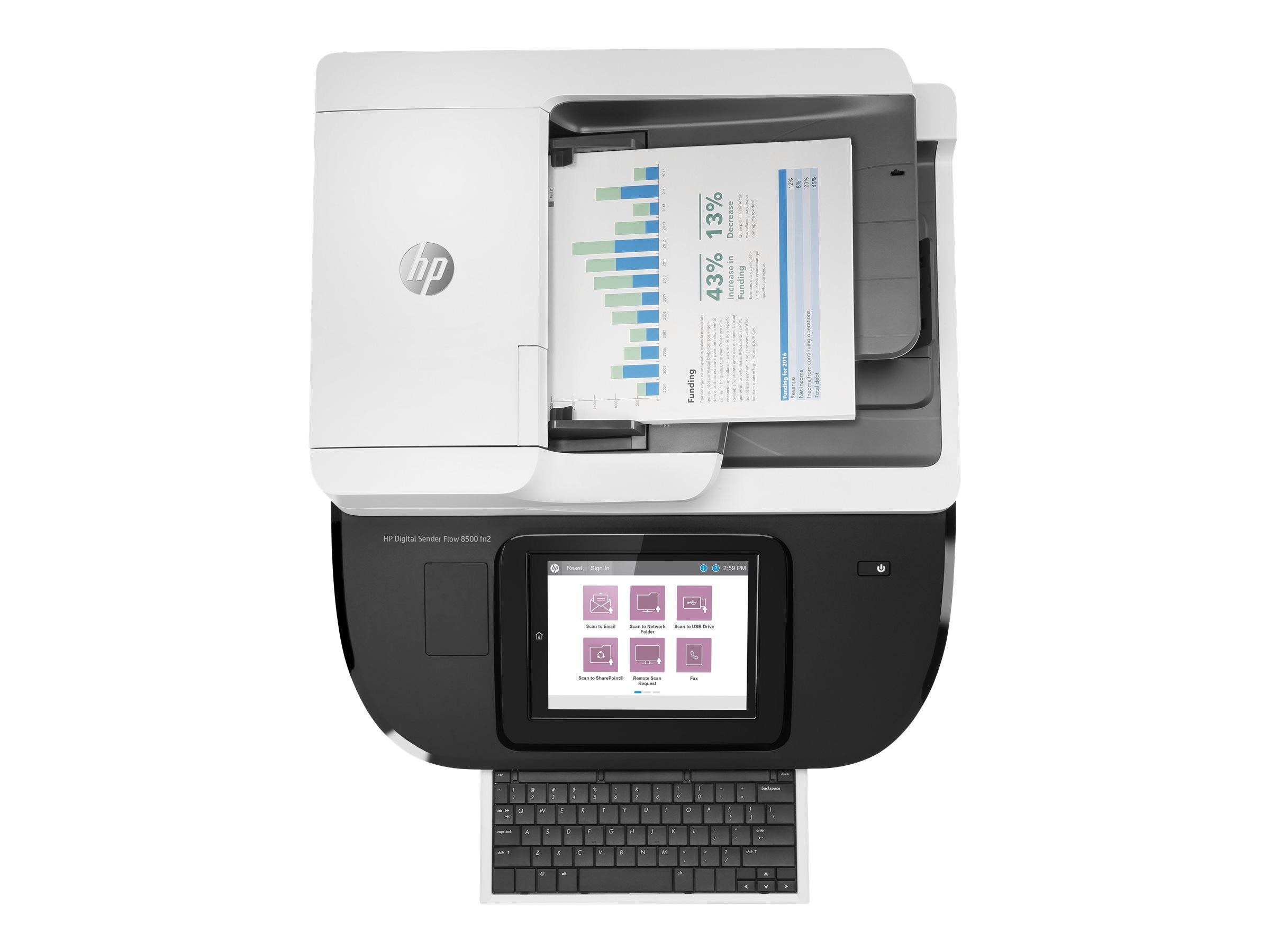 HP Digital Sender Flow 8500fn2 Document scanner CIS Duplex 216x864mm 600dpix600dpi 92ppm ADF 150sheets 10000scans USB LAN