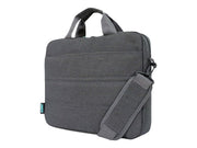 URBAN FACTORY Toploading bag made of recycled Nylon r-PET Reinforced notebook compartment Flat front pocket with zip Back patch